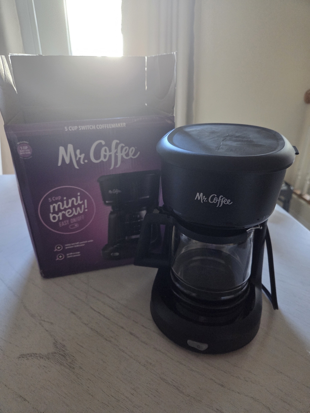 Mr. Coffee® 5-Cup Mini Brew Switch Coffee Maker, Black